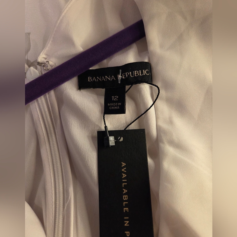 Banana Republic White Sleeveless Tiered Midi Dress - Size 12 - Picture 11 of 11